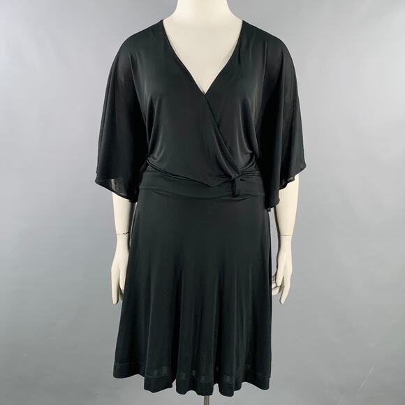 GUCCI Size L Black Viscose V-Neck Midi Dress - Picture 1 of 7